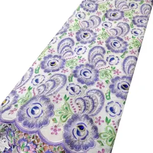 5 Yards Cord Fabric Embroidery Stones Mesh Wedding Textiles African Lace Fabric Purple