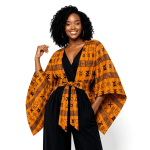 Kimono-style top with African print – Bold wrap top with peacock pattern from Ankara, elegant evening outfit