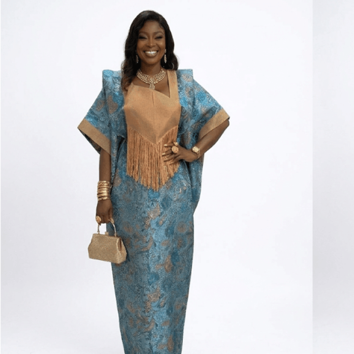 Luxury boubou caftan | Peach gold damask African dress with transmitter coil