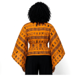 Kimono-style top with African print – Bold wrap top with peacock pattern from Ankara, elegant evening outfit