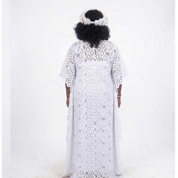 White African lace caftan | Elegant boubou dress with headscarf