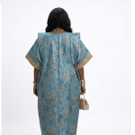 Luxury boubou caftan | Peach gold damask African dress with transmitter coil